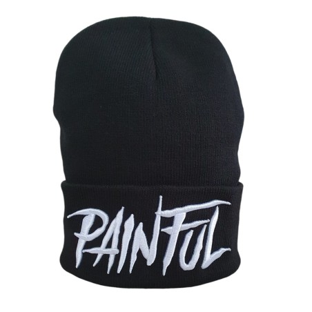 black embroidery beanie