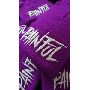 Dark purple painful embroidery beanie